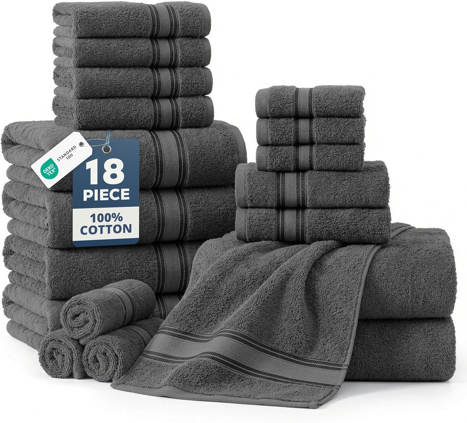 LANE LINEN 18-Pack Premium Towels Set