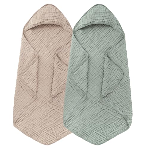 Synrroe 2 Pack Hooded Muslin